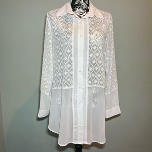 Bleu Bayou Semi-sheer Tunic length Blouse